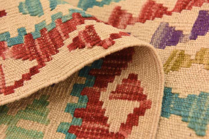 2' 7 x 6' 7 Hand Woven Kilim Maymana Wool Runner Rug