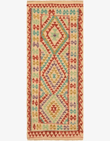 2' 7 x 6' 7 Hand Woven Kilim Maymana Wool Runner Rug