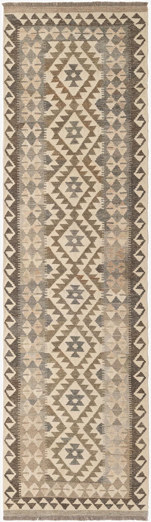 2' 9 x 9' 8  Hand Woven Kilim Maymana Wool Runner Rug