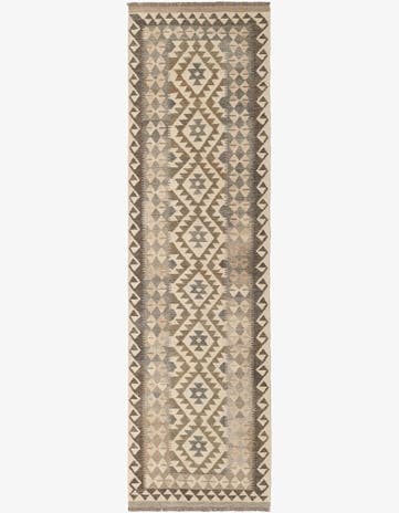 2' 9 x 9' 8 Hand Woven Kilim Maymana Wool Runner Rug