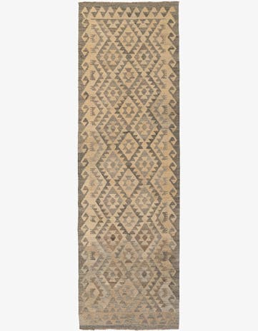 3' 1 x 9' 7 Hand Woven Kilim Maymana Wool Runner Rug