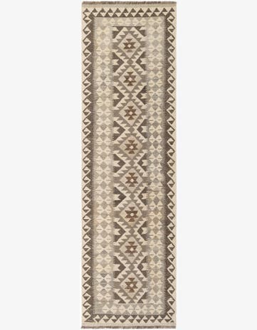 2' 6 x 9' 6 Hand Woven Kilim Maymana Wool Runner Rug