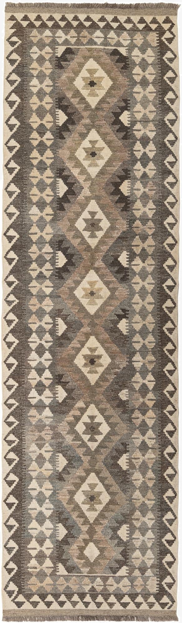 2' 10 x 9' 8  Hand Woven Kilim Maymana Wool Runner Rug