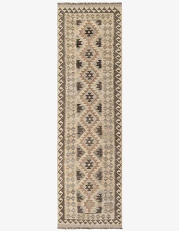 2' 10 x 9' 8 Hand Woven Kilim Maymana Wool Runner Rug