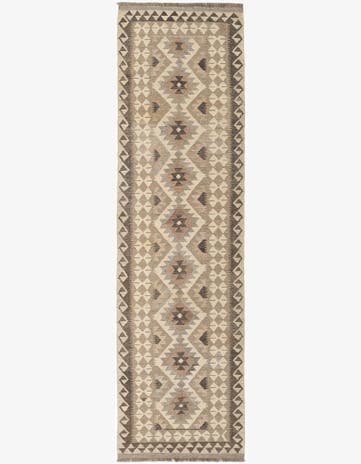 2' 8 x 9' 9 Hand Woven Kilim Maymana Wool Runner Rug