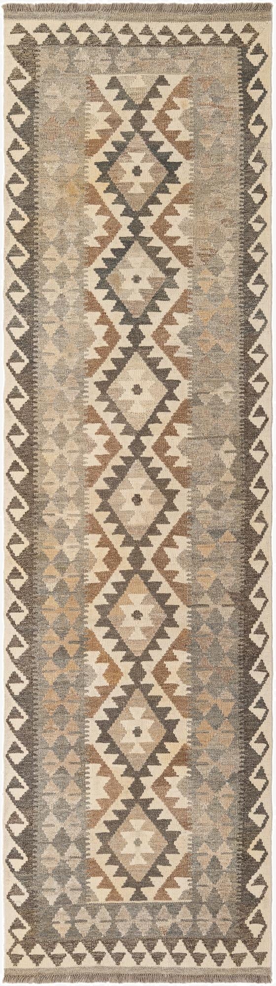 2' 9 x 9' 7  Hand Woven Kilim Maymana Wool Runner Rug