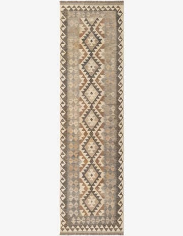 2' 9 x 9' 7 Hand Woven Kilim Maymana Wool Runner Rug