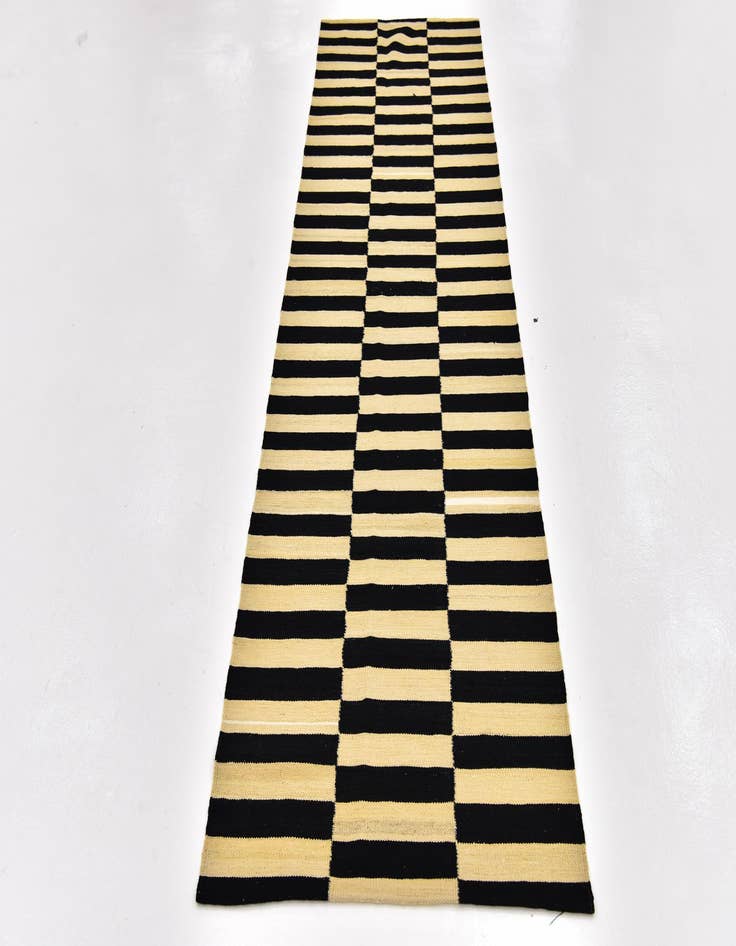 Detail image of 2' 9 x 9' 9  Hand Woven Kilim Modern Wool Runner Rug