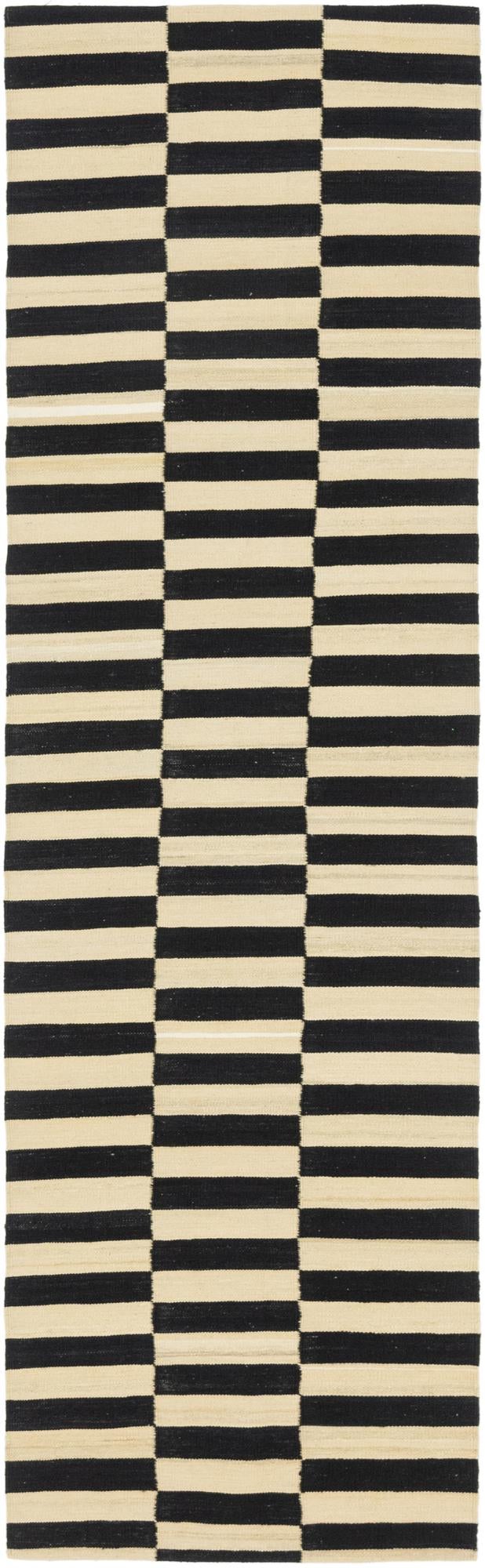 2' 9 x 9' 9 Hand Woven Kilim Modern Wool Runner Rug