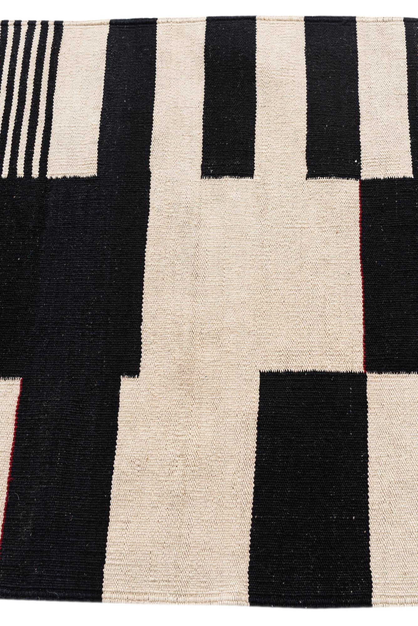 2' 8 x 9' 3 Hand Woven Kilim Modern Wool Runner Rug