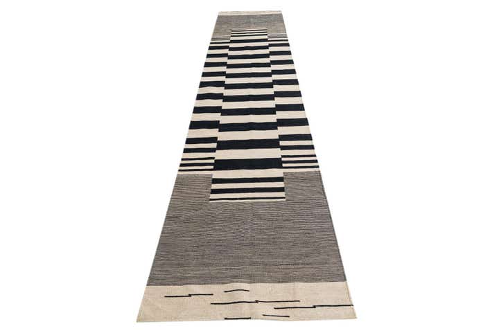 2' 7 x 13' 4 Hand Woven Kilim Modern Wool Runner Rug