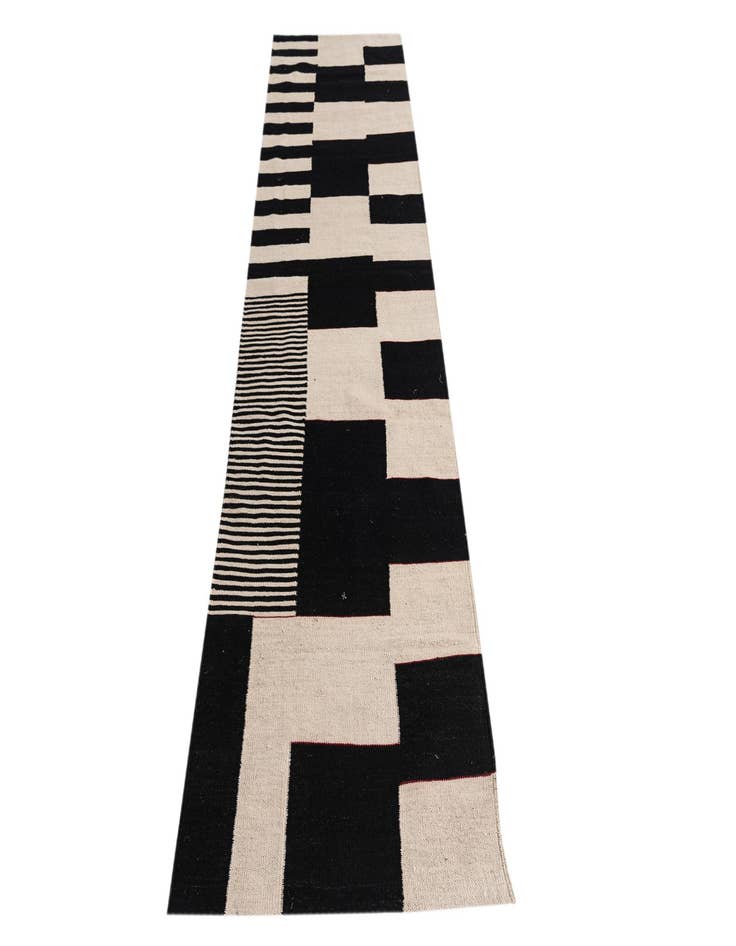 Detail image of 2' 9 x 9' 7  Hand Woven Kilim Modern Wool Runner Rug