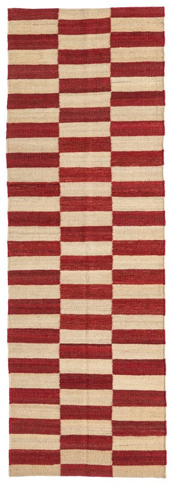 Detail image of 2' 6 x 7' 6 Hand Woven Kilim Modern Wool Runner Rug