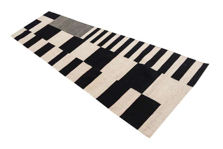 2' 9 x 9' 8 Hand Woven Kilim Modern Wool Runner Rug