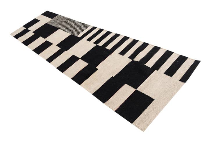 Detail image of 2' 9 x 9' 8 Hand Woven Kilim Modern Wool Runner Rug