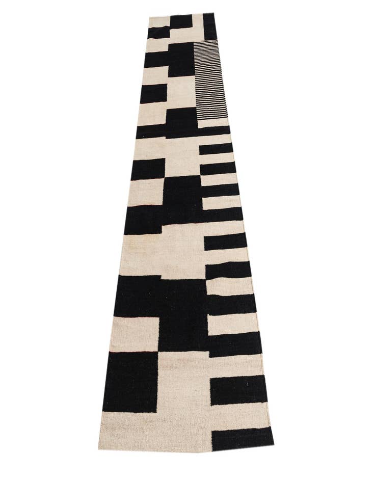 Detail image of 2' 9 x 9' 8  Hand Woven Kilim Modern Wool Runner Rug