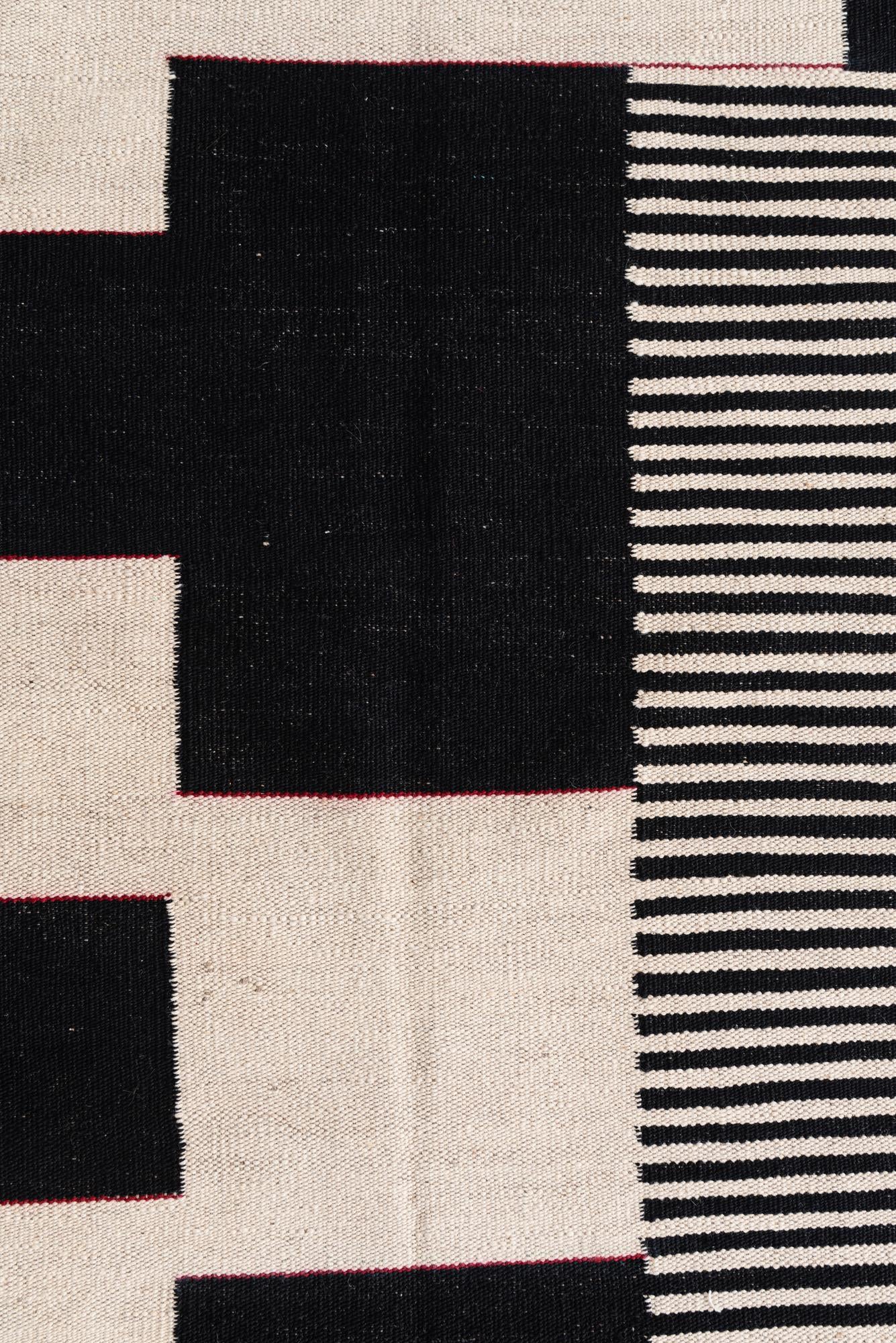 2' 8 x 9' 7 Hand Woven Kilim Modern Wool Runner Rug