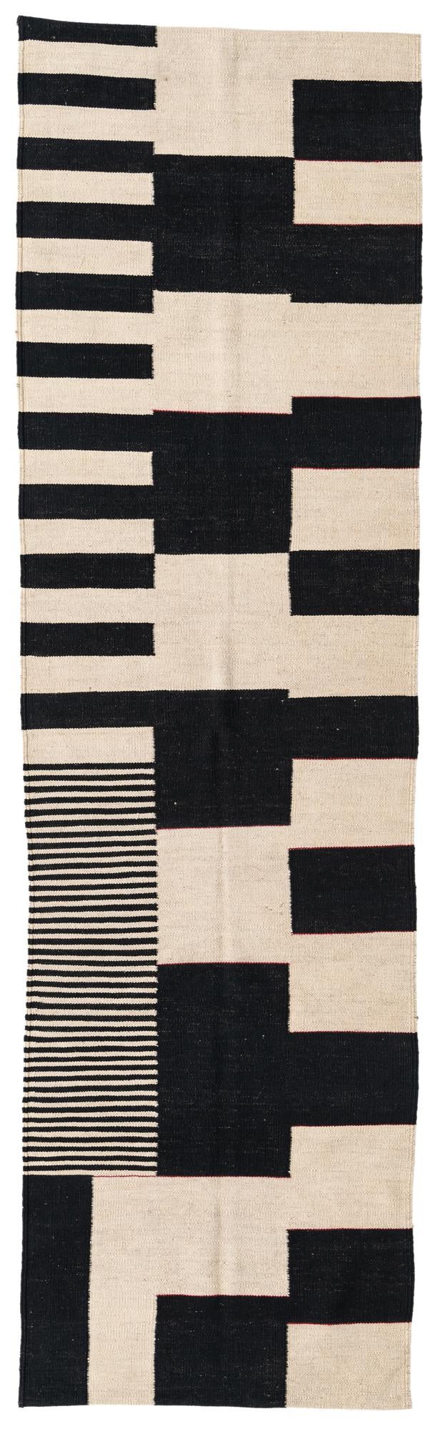2' 8 x 9' 7 Hand Woven Kilim Modern Wool Runner Rug