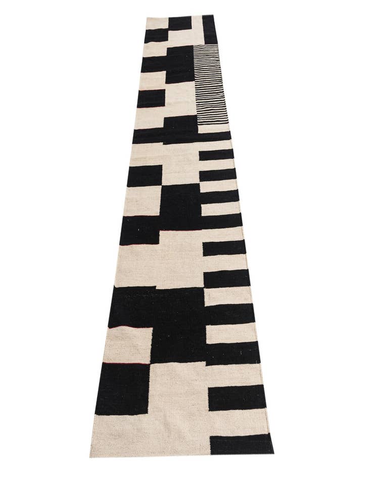 Detail image of 2' 9 x 9' 7  Hand Woven Kilim Modern Wool Runner Rug