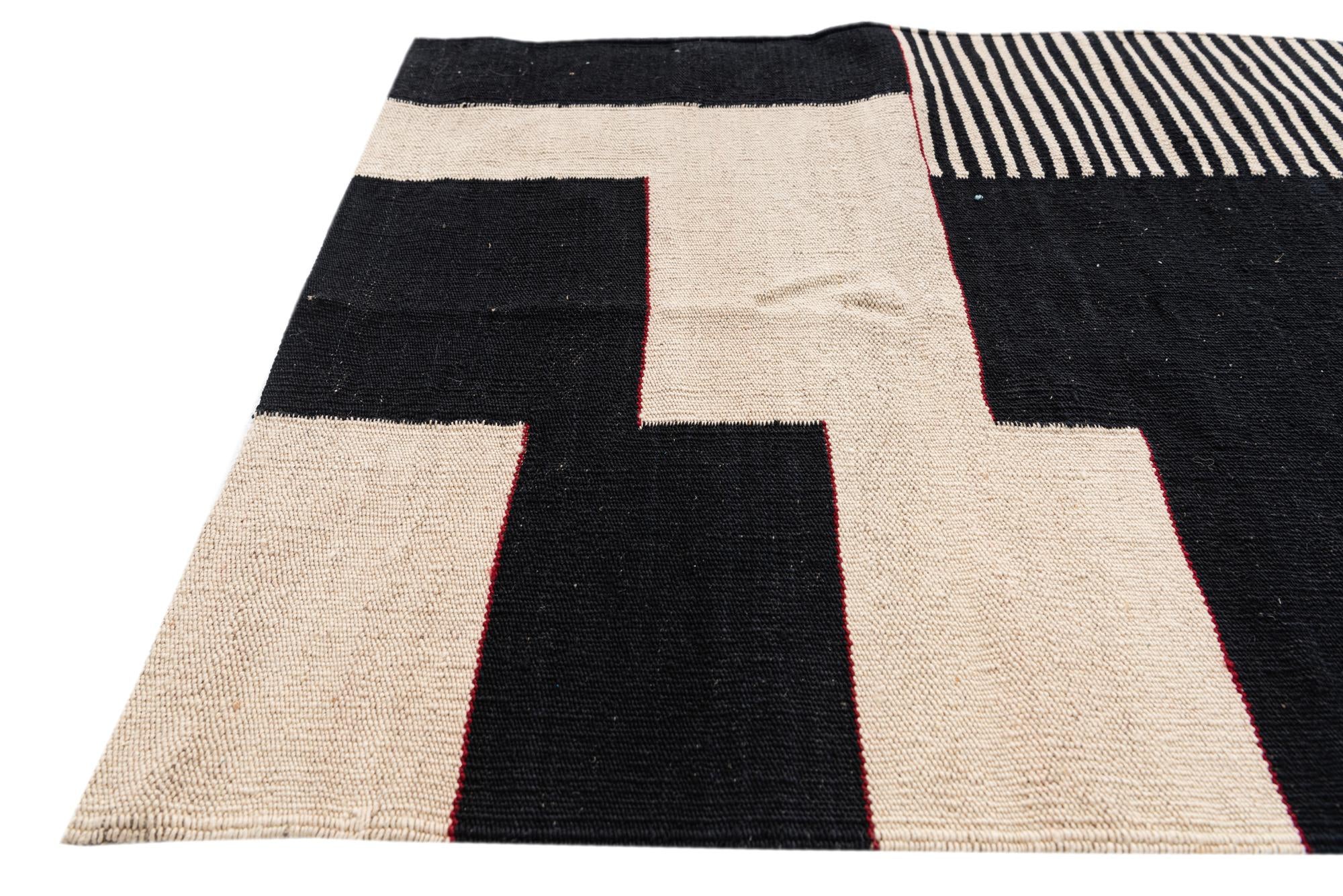 2' 8 x 9' 5 Hand Woven Kilim Modern Wool Runner Rug