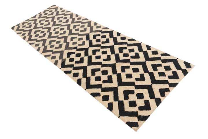 2' 8 x 7' 7 Hand Woven Kilim Modern Wool Runner Rug