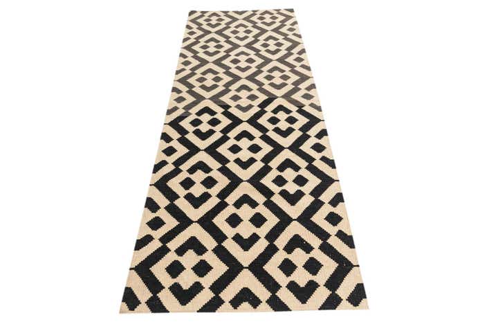 2' 8 x 7' 7 Hand Woven Kilim Modern Wool Runner Rug