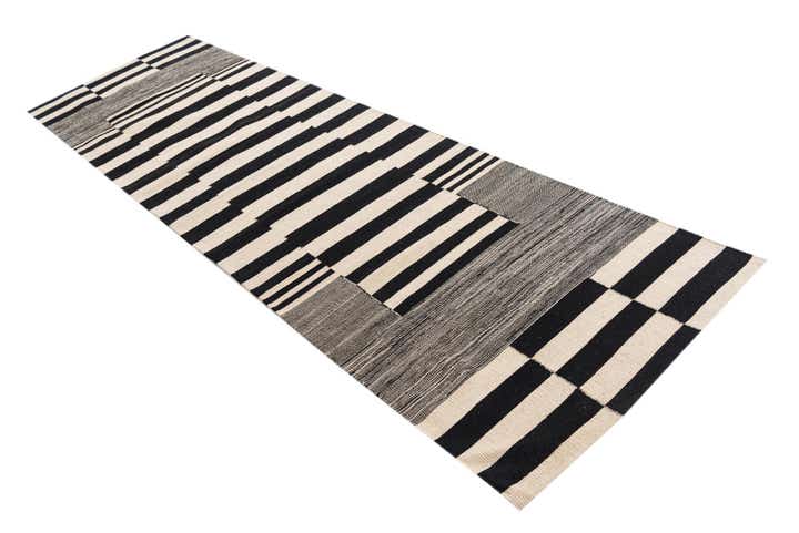 2' 10 x 9' 8 Hand Woven Kilim Modern Wool Runner Rug