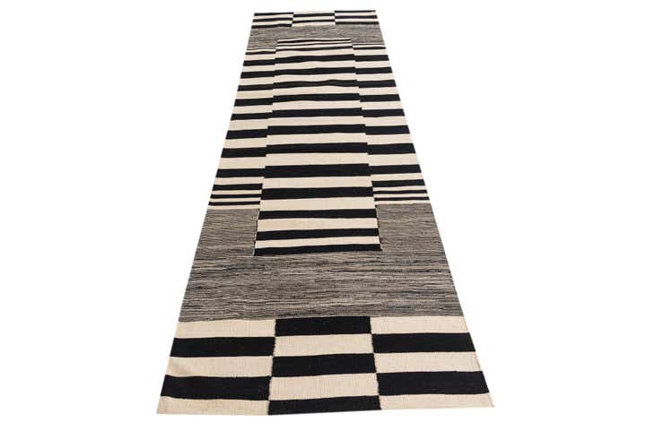 2' 10 x 9' 8 Hand Woven Kilim Modern Wool Runner Rug