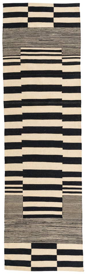 Detail image of 2' 10 x 9' 8 Hand Woven Kilim Modern Wool Runner Rug