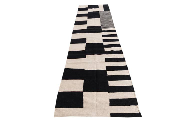 Detail image of 2' 10 x 11' 1 Hand Woven Kilim Modern Wool Runner Rug