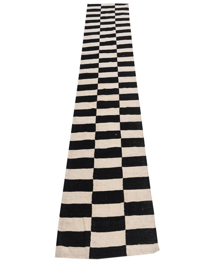 Detail image of 2' 8 x 9' 8  Hand Woven Kilim Modern Wool Runner Rug