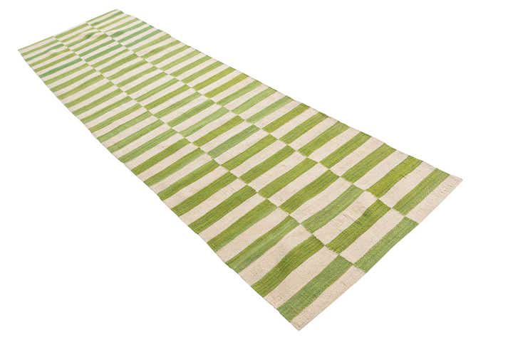 2' 9 x 9' 9 Hand Woven Kilim Modern Wool Runner Rug
