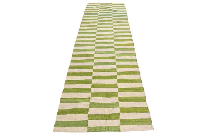 2' 9 x 9' 9 Hand Woven Kilim Modern Wool Runner Rug