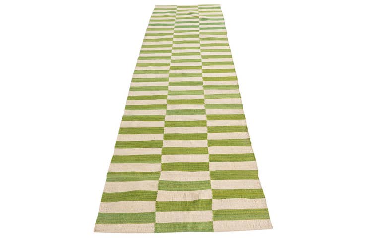 Detail image of 2' 9 x 9' 9 Hand Woven Kilim Modern Wool Runner Rug