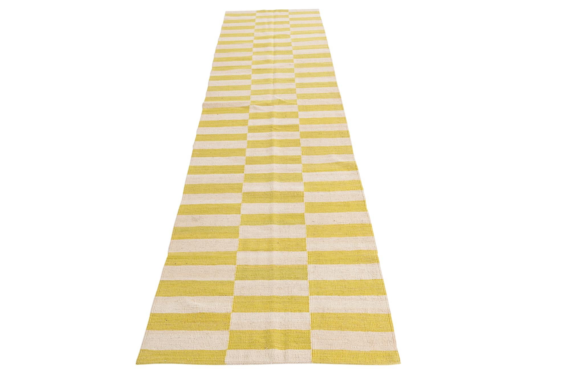 2' 6 x 9' 10 Hand Woven Kilim Modern Wool Runner Rug