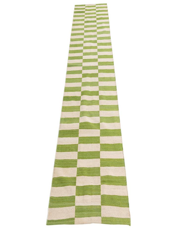 Detail image of 2' 7 x 9' 8 Hand Woven Kilim Modern Wool Runner Rug