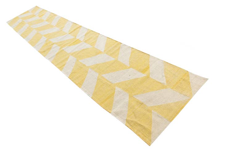 Detail image of 2' 4 x 12' 8 Hand Woven Kilim Modern Wool Runner Rug