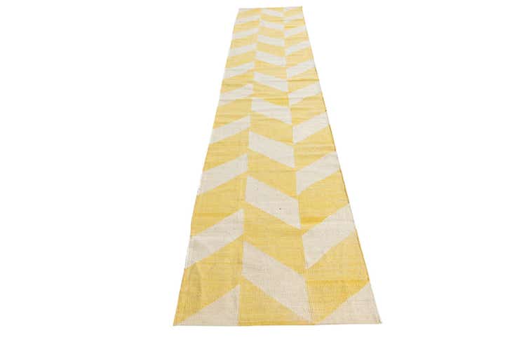 2' 4 x 12' 8 Hand Woven Kilim Modern Wool Runner Rug