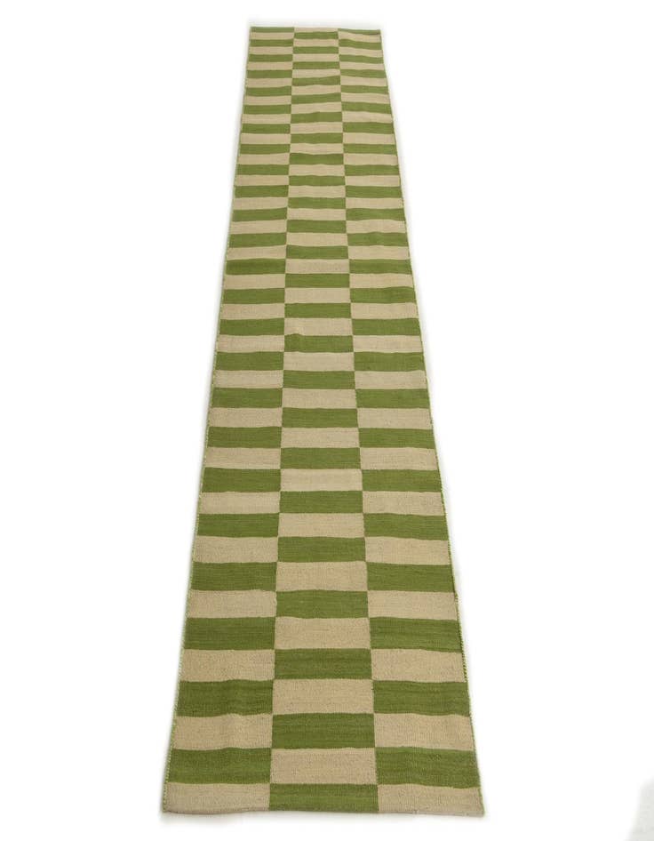 Detail image of 2' 7 x 9' 7  Hand Woven Kilim Modern Wool Runner Rug