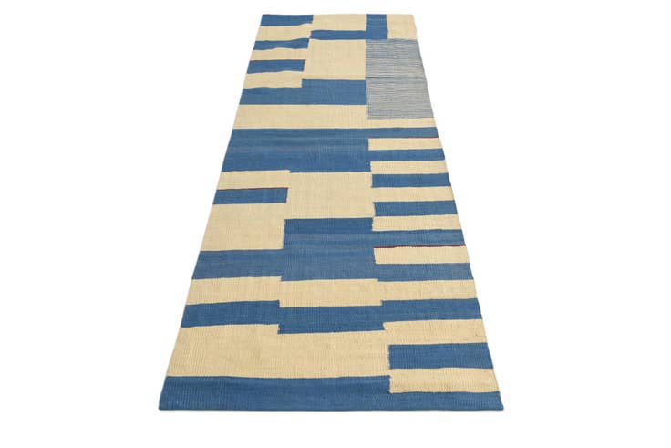 Detail image of 2' 7 x 7' 10 Hand Woven Kilim Modern Wool Runner Rug