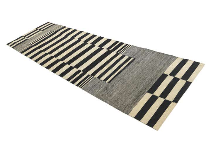 2' 10 x 9' 6 Hand Woven Kilim Modern Wool Runner Rug