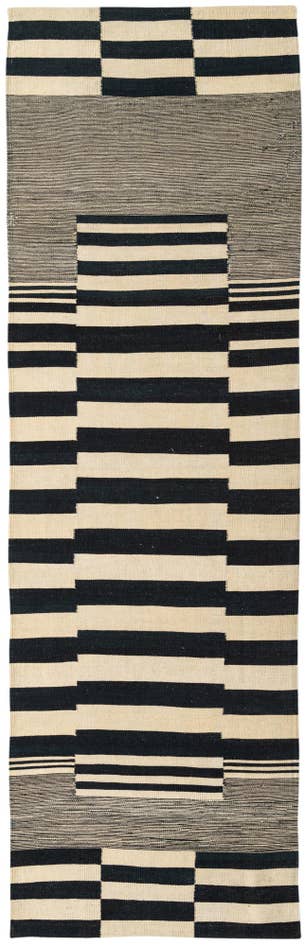 Detail image of 2' 10 x 9' 6 Hand Woven Kilim Modern Wool Runner Rug