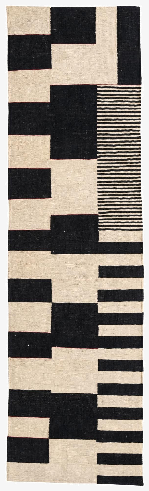 2' 9 x 9' 7  Hand Woven Kilim Modern Wool Runner Rug