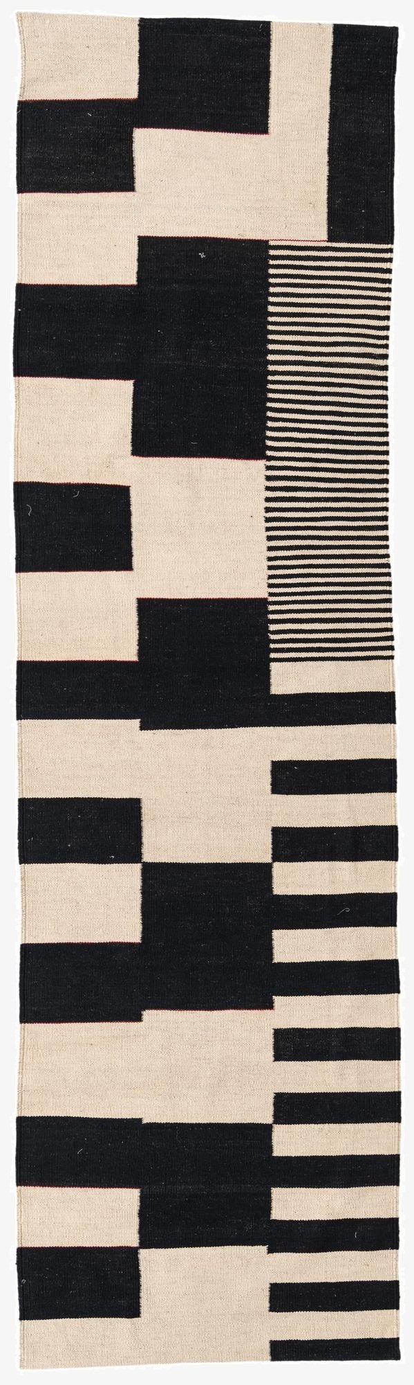 2' 9 x 9' 7  Hand Woven Kilim Modern Wool Runner Rug