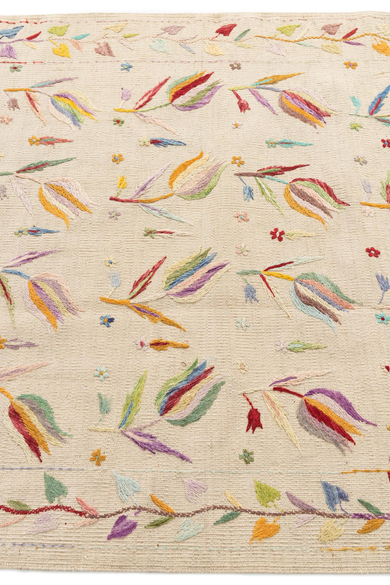 3' 9 x 9' 5 Hand Woven Kilim Suzani Wool Runner Rug