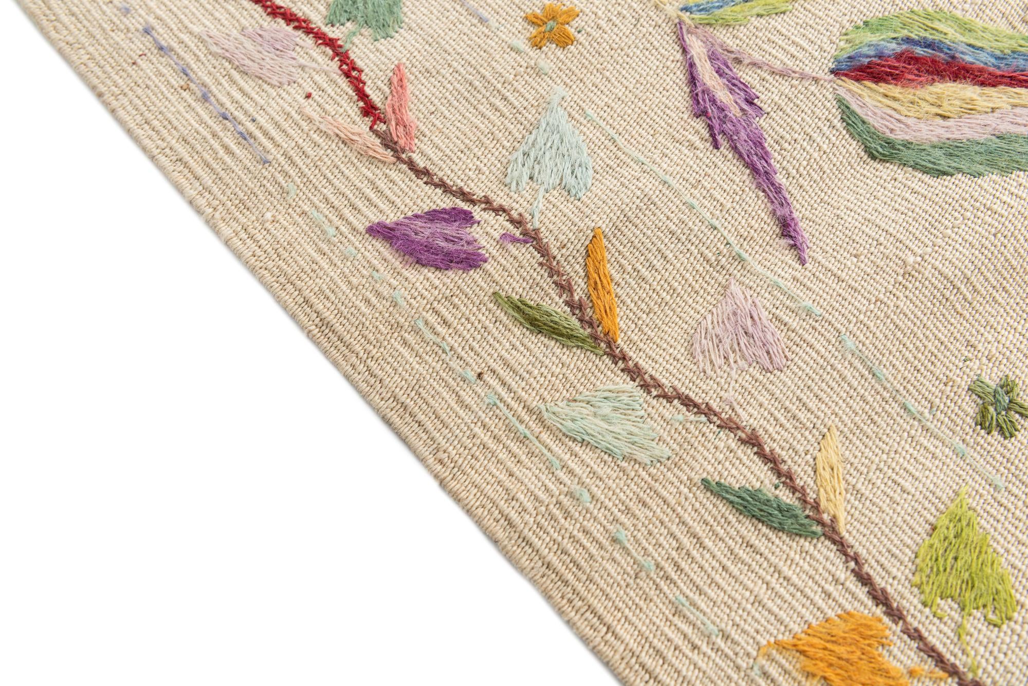 3' 9 x 9' 5 Hand Woven Kilim Suzani Wool Runner Rug