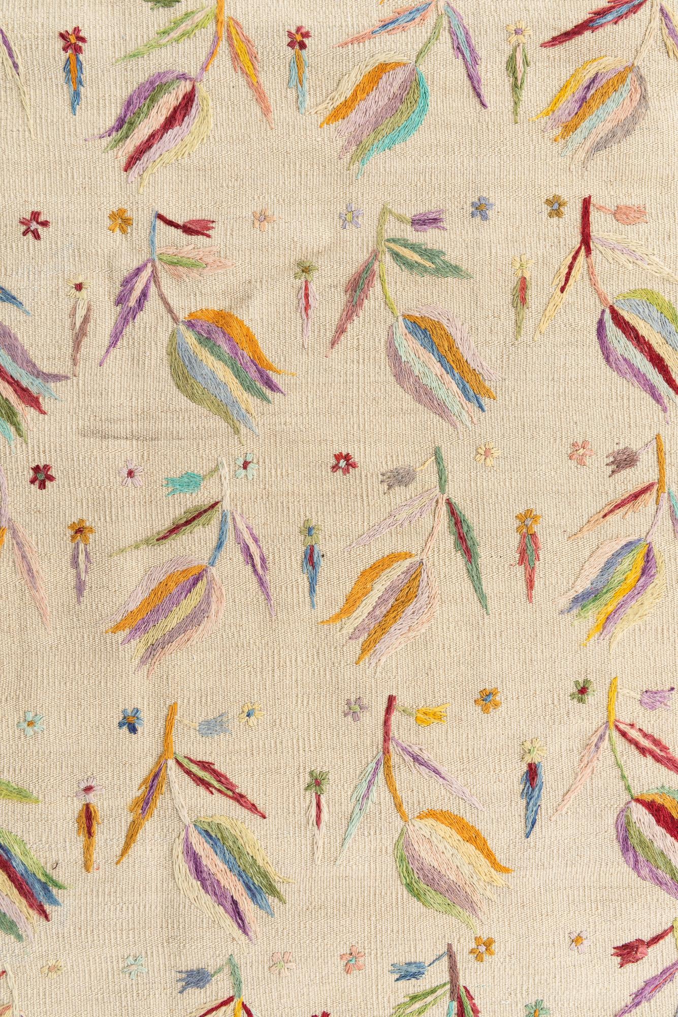 3' 9 x 9' 5 Hand Woven Kilim Suzani Wool Runner Rug