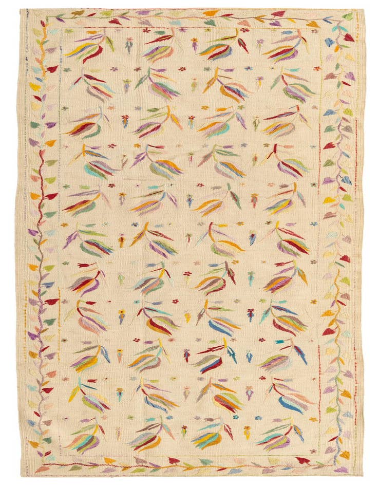 Detail image of 3' 9 x 9' 5 Hand Woven Kilim Suzani Wool Runner Rug