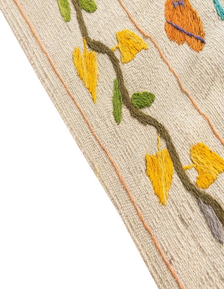 Detail image of 2' 8 x 9' 4  Hand Woven Kilim Suzani Wool Runner Rug