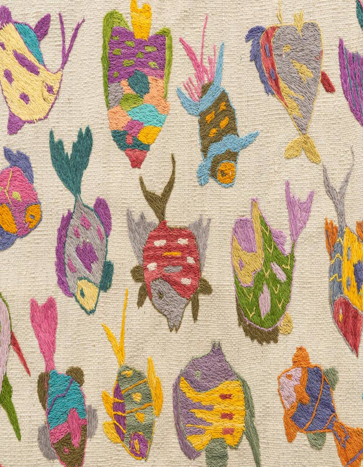 Detail image of 2' 8 x 9' 4  Hand Woven Kilim Suzani Wool Runner Rug